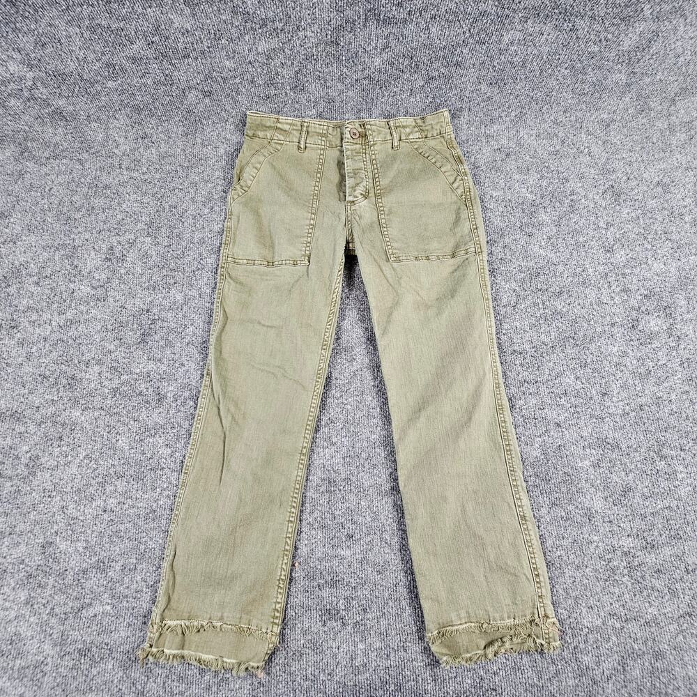 Easel Pants Jeans Womens Size Small Mid Rise Khaki Raw Edge Button Up